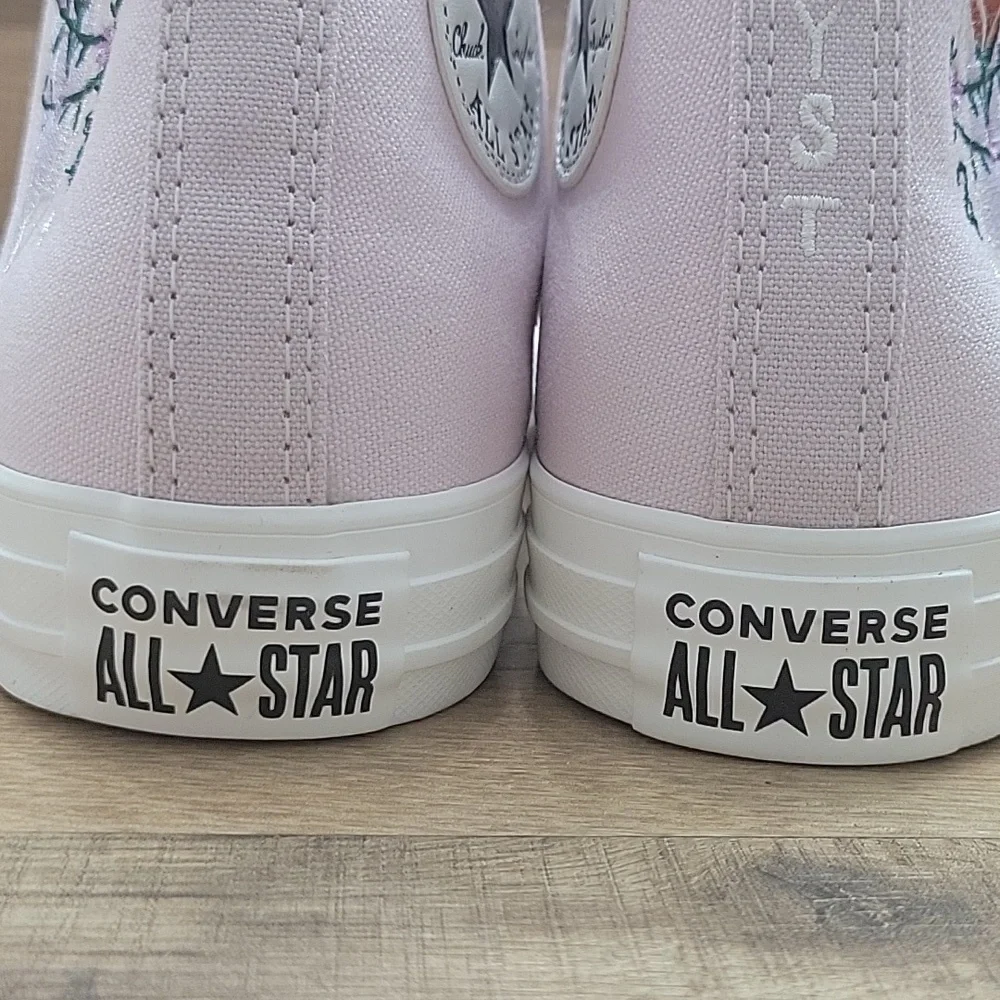 Converse Pink and White High-Top Sneakers Size 8.5 Womens.